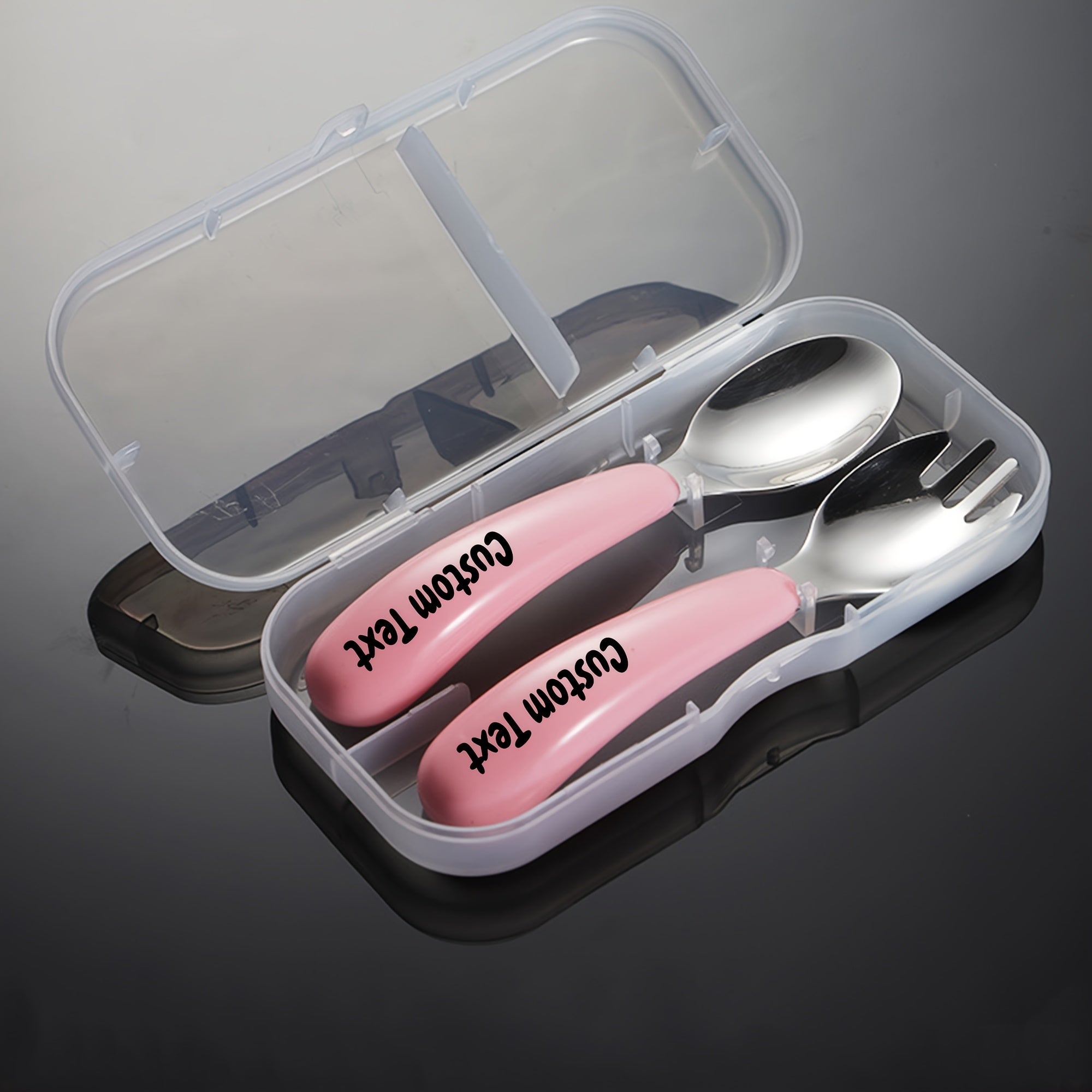 2pcs Customizable Stainless Steel Cutlery Set, Personalized Engraved Name, Food-Grade Silicone Handles, Perfect Birthday Gift for Family & Friends, Versatile for Home, Camping & Picnics