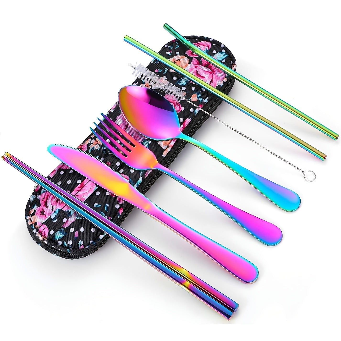 Travel Utensils,Reusable Silverware Set To Go Portable Cutlery Set with a Waterproof Carrying Case for Lunch Boxes Camping School Picnic