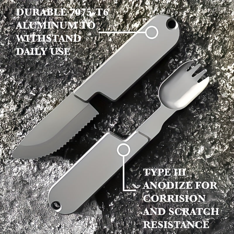 1pc Kopak Camping BBQ All-in-One Western Food Spoon and Fork Set 2-in-1 Camping Cutlery Set, Reusable Camping Cutlery Set, Portable Cutlery Backpack Gear, Compact Cutlery Travel Cutlery, Suitable for Lunch Hikes Outdoor Survival