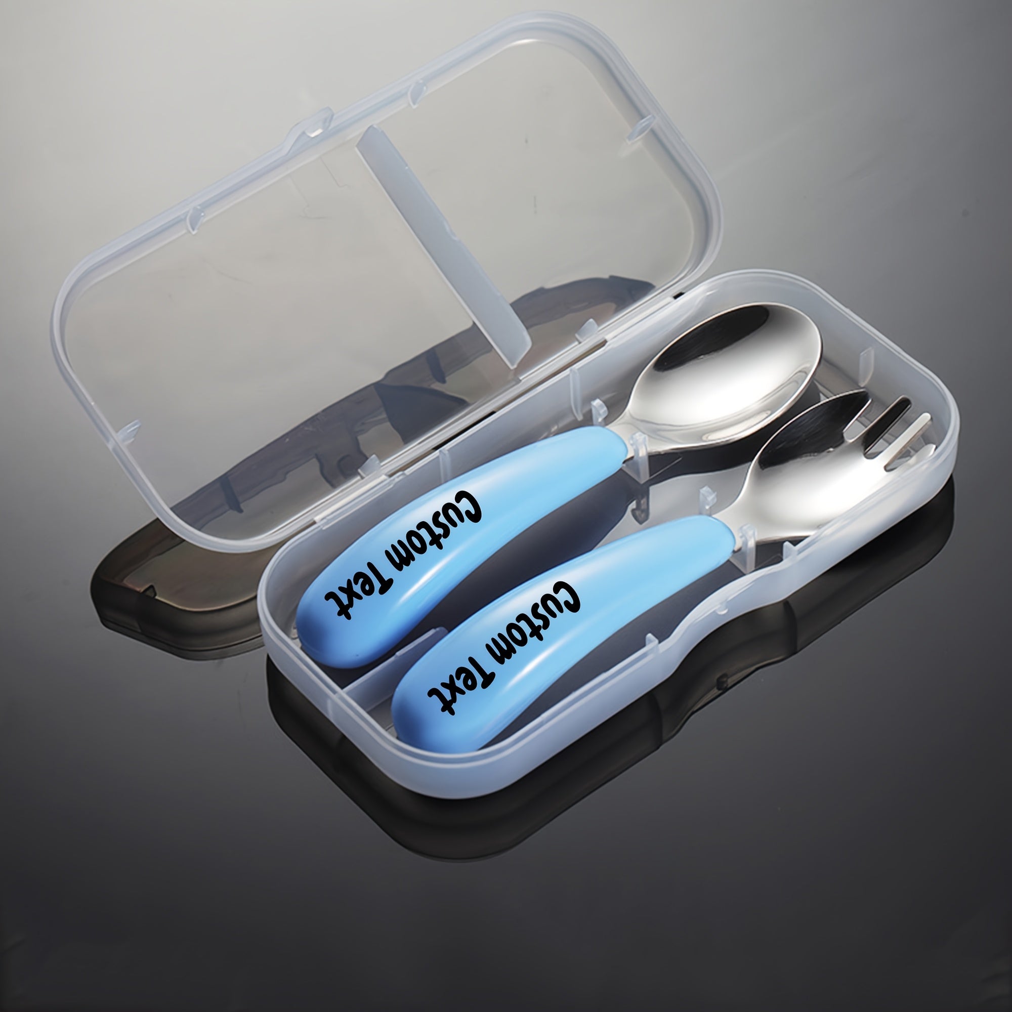 2pcs Customizable Stainless Steel Cutlery Set, Personalized Engraved Name, Food-Grade Silicone Handles, Perfect Birthday Gift for Family & Friends, Versatile for Home, Camping & Picnics