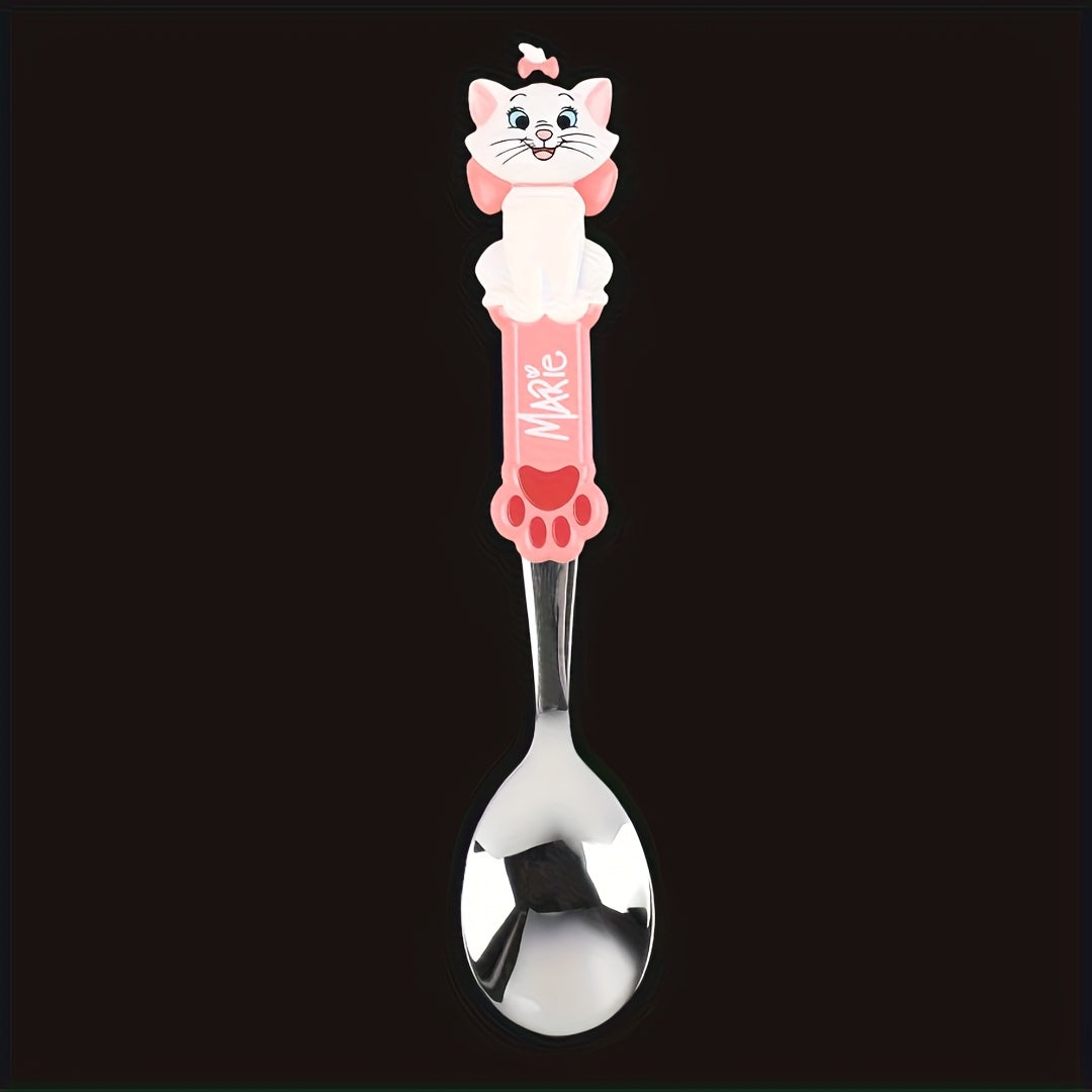 3pcs/set Of Marie Cutlery, Spoon, Fork,Boxe, Adorable Stainless Steel Tableware, Portable Reusable Utensils, Western style salad fork spoon, Suitable for Lunch, Camping, Workplace Travel, Ideal Gifts for Family And Friends