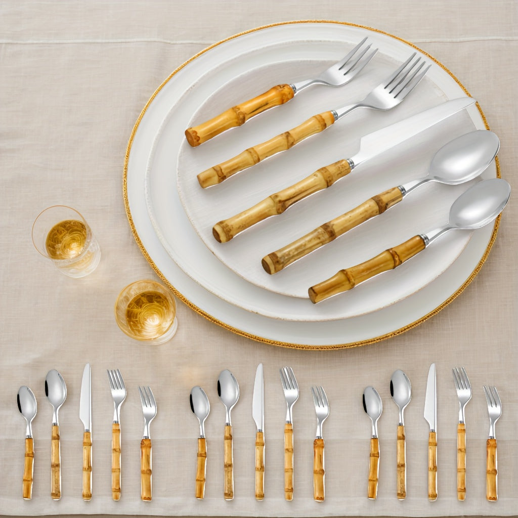 20pcs OUTRIDAR Stainless Steel Tableware Set, Mirror Polished Dinnerware Set, Perfect for Outdoor, Daily Use and Parties, Family Dining and Restaurants, Dishwasher Safe - Suitable for 4 People - Can Be Put in Dishwasher Safe - Ideal Gift - OUTRIDAR Bran