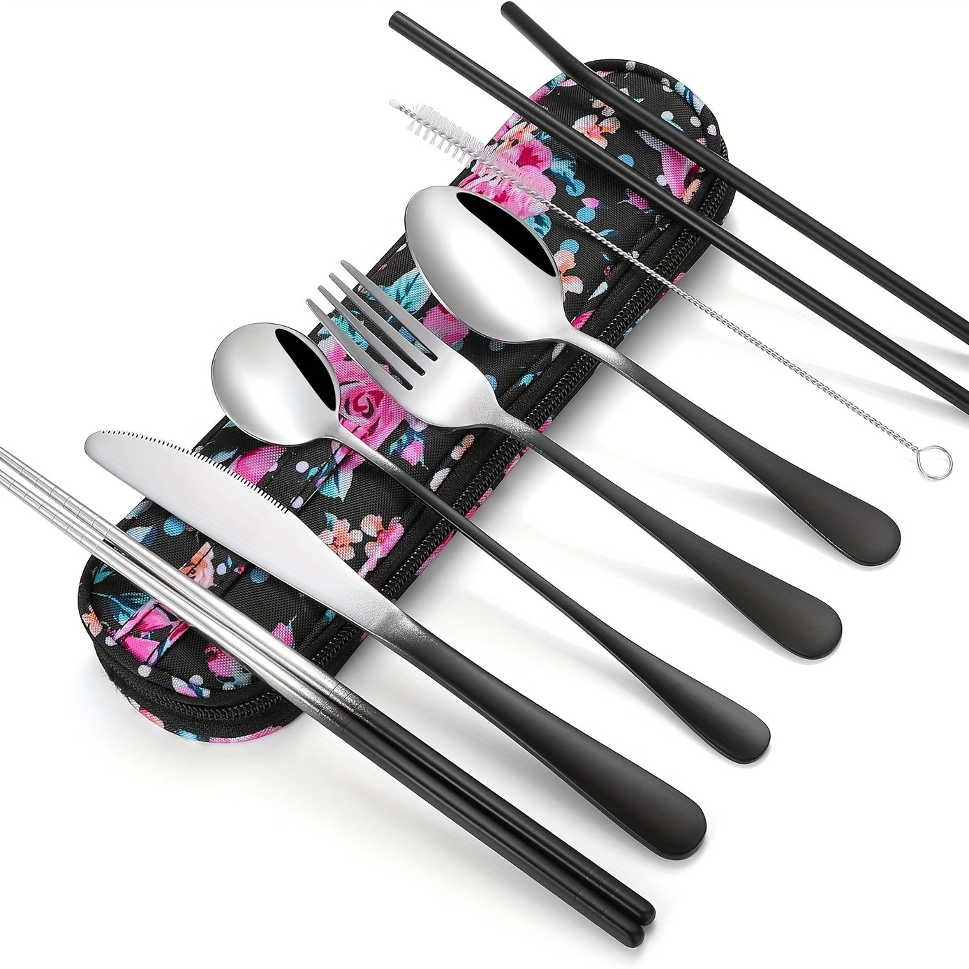Travel Utensils,Reusable Silverware Set To Go Portable Cutlery Set with a Waterproof Carrying Case for Lunch Boxes Camping School Picnic