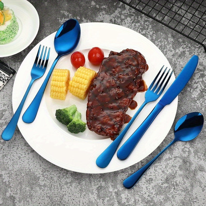 Silverware Set Flatware Cutlery - 20pcs Stainless Steel Tableware Set Service 4, Include Fork Knife Spoon, Mirror Polished, Dishwasher Safe, Cutlery, Portable Cutlery Set, Home Dining, Kitchen Essentials, Stylish Flatware, Modern Silverware, Durable