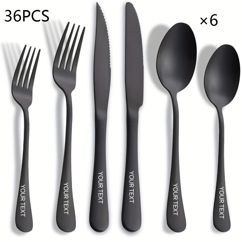 Customized 24/36 stainless steel knife, fork, spoon and modern cutlery set, spoon and fork set, suitable for restaurants, dishwasher washable