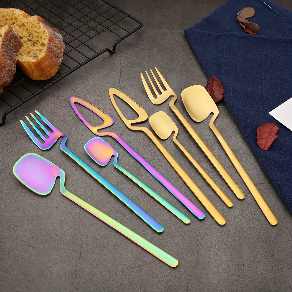 32pcs Stainless Steel Cutlery Set for 8 - Matte Finish, Includes Knife, Fork, Spoon & Teaspoon - Perfect for Dining & Kitchen Use, Kitchen Utensils, Creative Hanging, 304