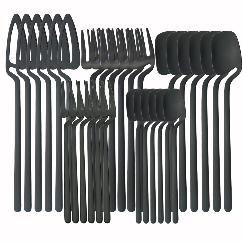 Sanding Hanging Cup Main Five Pieces 30pcs Creative Cutlery Set Stainless Steel Tableware Set Knife Fork Coffee Spoon Dinnerware Set Kitchen Hanging Cup Flatware