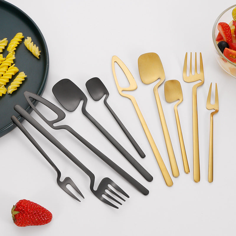 Sanding Hanging Cup Main Five Pieces 30pcs Creative Cutlery Set Stainless Steel Tableware Set Knife Fork Coffee Spoon Dinnerware Set Kitchen Hanging Cup Flatware