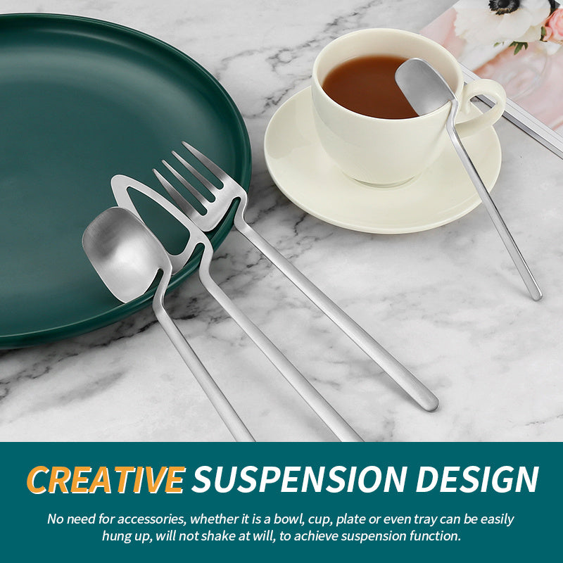 Sanding Hanging Cup Main Five Pieces 30pcs Creative Cutlery Set Stainless Steel Tableware Set Knife Fork Coffee Spoon Dinnerware Set Kitchen Hanging Cup Flatware