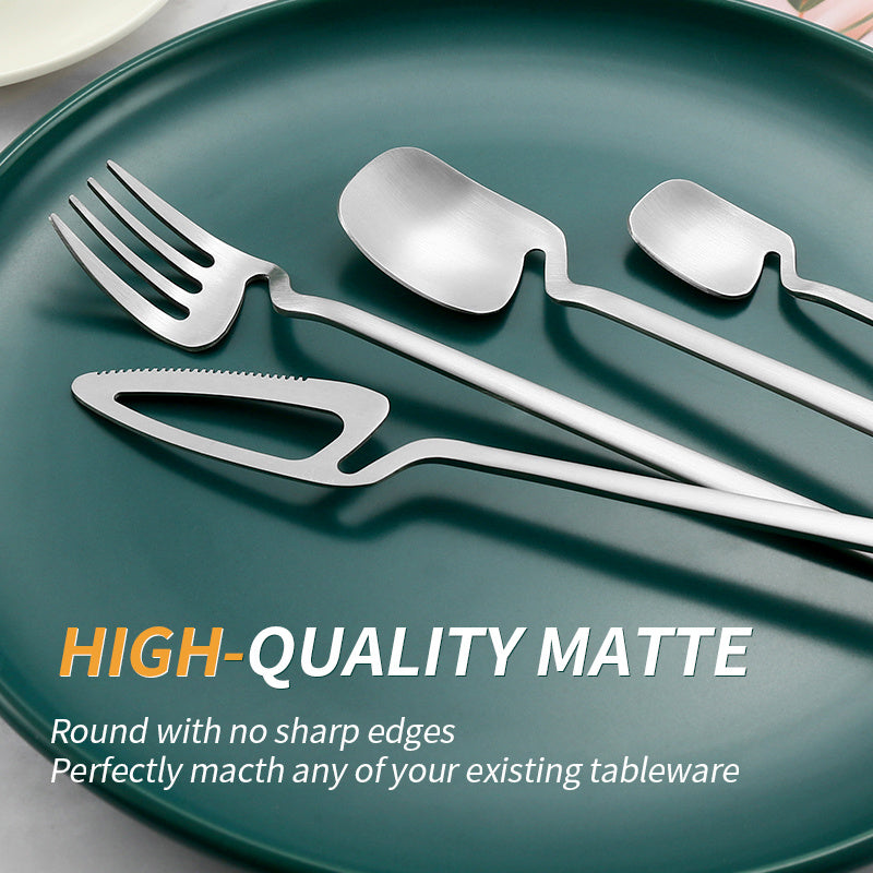 Sanding Hanging Cup Main Five Pieces 30pcs Creative Cutlery Set Stainless Steel Tableware Set Knife Fork Coffee Spoon Dinnerware Set Kitchen Hanging Cup Flatware
