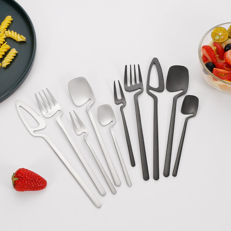 Sanding Hanging Cup Main Five Pieces 30pcs Creative Cutlery Set Stainless Steel Tableware Set Knife Fork Coffee Spoon Dinnerware Set Kitchen Hanging Cup Flatware