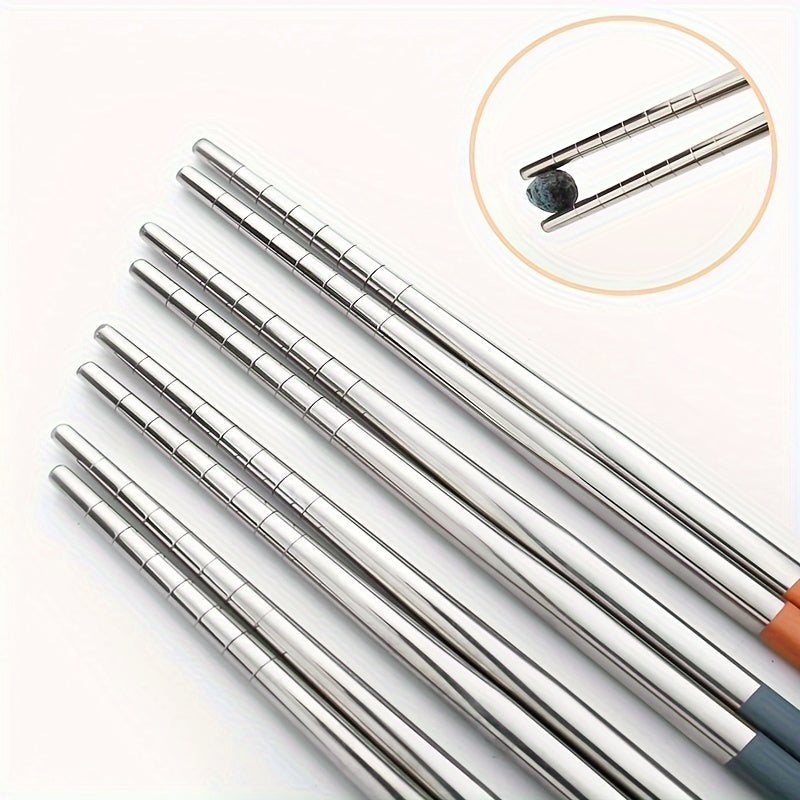 4pcs/ set Travel Utensils, Stainless Steel Cutlery Set Portable Reusable Camping Silverware, Include Fork Spoon Chopsticks with Case, Flatware Set, Cutlery