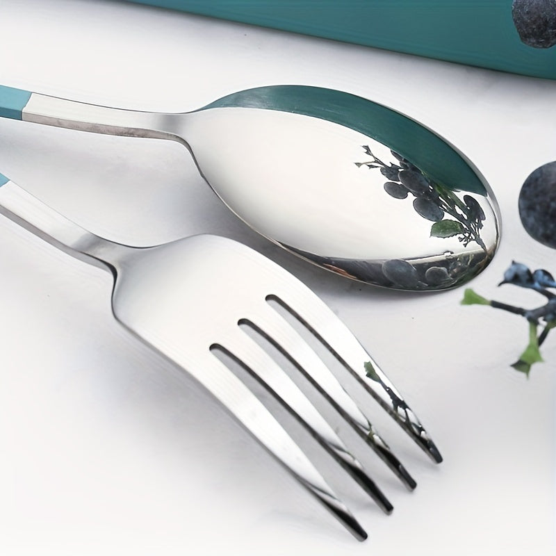 4pcs/ set Travel Utensils, Stainless Steel Cutlery Set Portable Reusable Camping Silverware, Include Fork Spoon Chopsticks with Case, Flatware Set, Cutlery