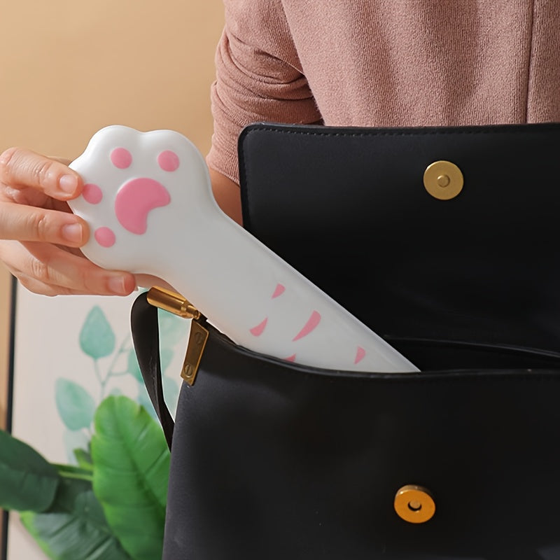 2pcs Stainless Steel Outdoor Cutlery Set with Cute Paw-Shaped Case - Portable & Reusable Forks & Spoons with Ergonomic Handle, Pink Paw Print & Heart Cutouts for Camping, Picnic, Travel - Durable & Hygienic, Compact & Lightweight, Ideal for Hiking, Beach,