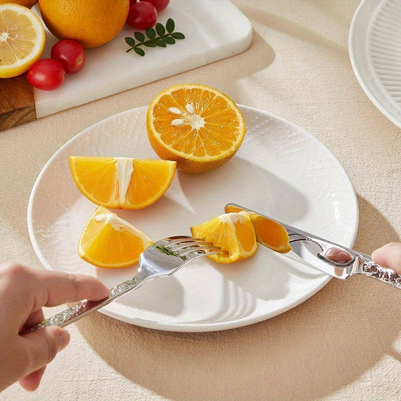 40pcs Hammered Silverware Set 8, 1810 Stainless Steel Heavy Duty Flatware Set, Tableware Cutlery Utensil Sets Home Restaurant Dishwasher Safe, Perfect for Thanksgiving, Christmas, Halloween, Easter, Mother'S Day, Father'S Day, Thanksgiving Decorations,