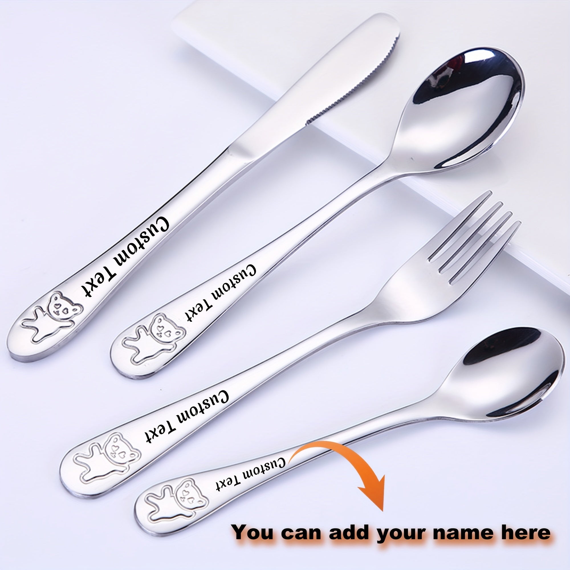 4pcs Personalized Tableware, Customized any Name, Can Send Family, Friends the Best Christmas, Thanksgiving, Birthday Gifts