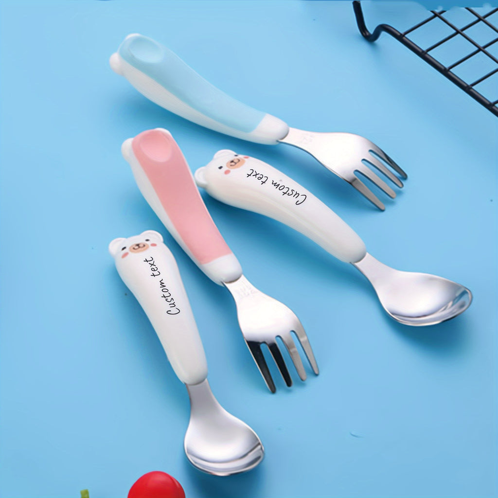2pcs Custom Engraved Stainless Steel Cutlery Set, Personalized Tableware for Mom, Grandma, Grandpa, Best Friends, Ideal for Christmas, Birthday, Holiday, Party Gifts