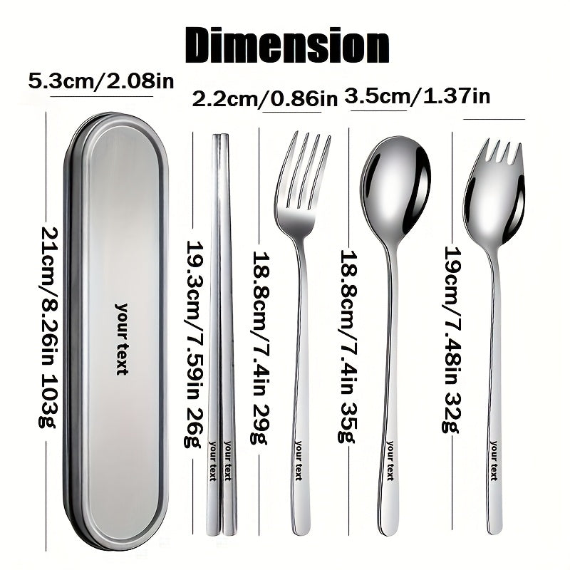 Personalized Customization, 2/3/4pcs Set of Silvery 304 Material Portable Tableware, Salad Fork Spoon, Spoon, Chopsticks And Stainless Steel Box, Suitable for Outdoor Picnics, Home Kitchens And Durable Tableware, Outdoor Travel Tableware