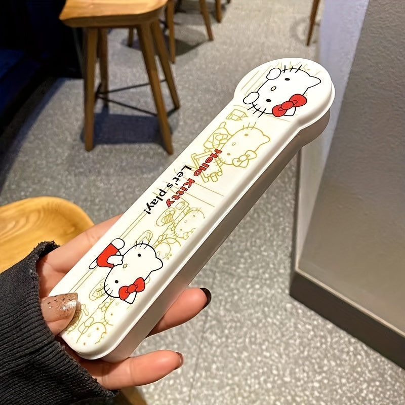 Set of 3pcs, 6pcs in 2 Sets. Adorable for hello kitty Stainless Steel Travel Cutlery Set - Sturdy, Food-Safe, Convenient to Carry, Compact Design, Ideal for Outdoor Activities, School, Office, And Everyday Use - High-Quality, Halloween Themed., Daily