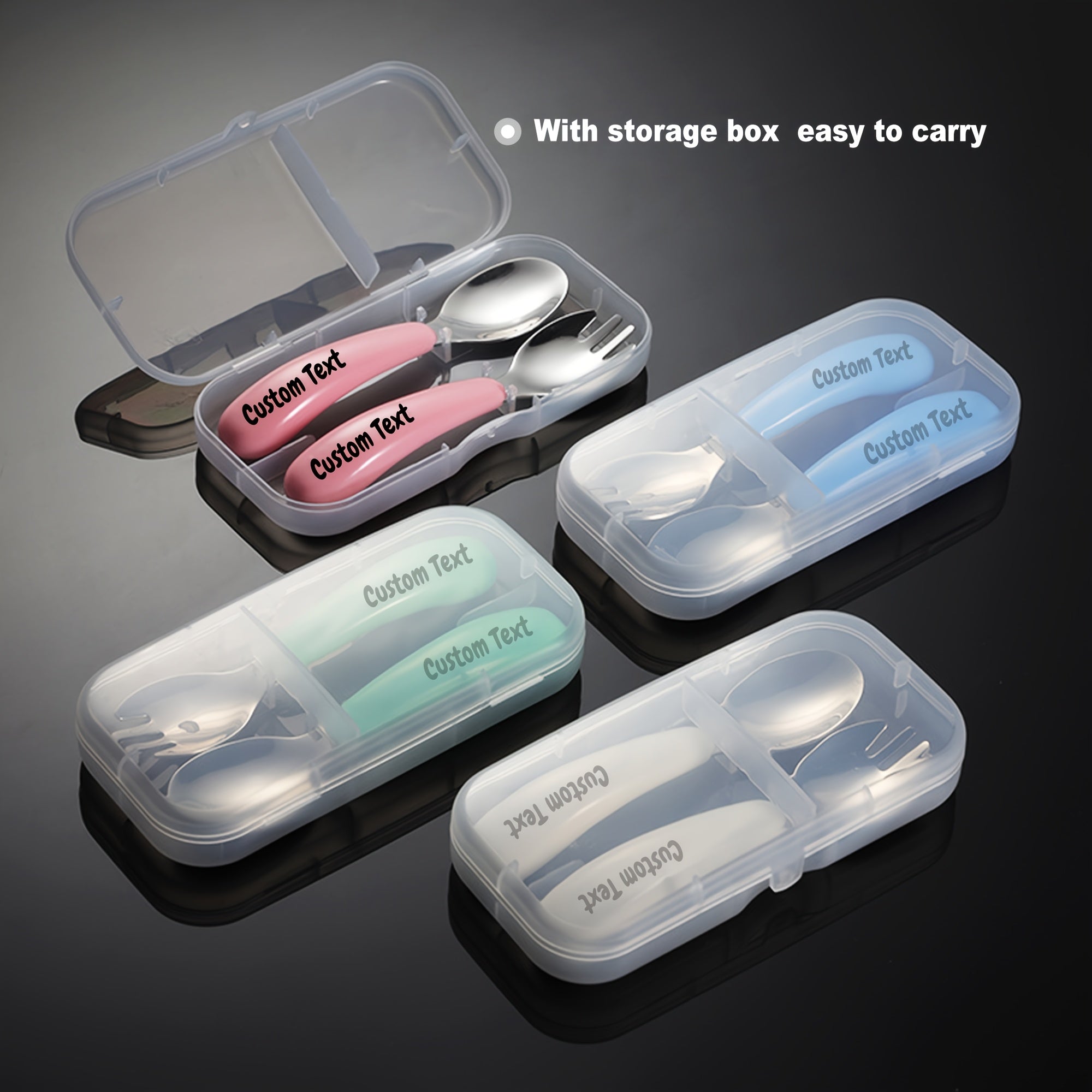 2pcs Customizable Stainless Steel Cutlery Set, Personalized Engraved Name, Food-Grade Silicone Handles, Perfect Birthday Gift for Family & Friends, Versatile for Home, Camping & Picnics