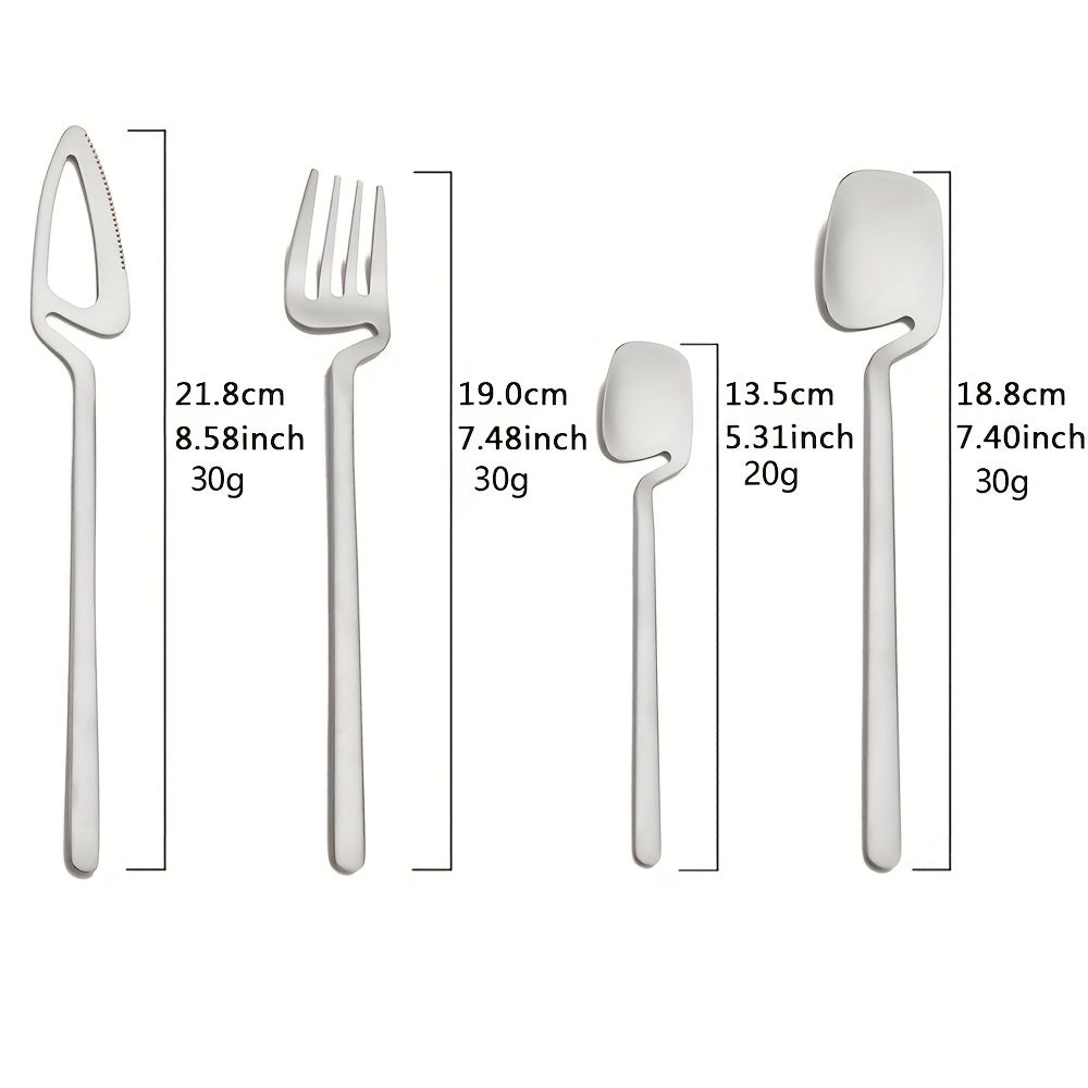 32pcs Stainless Steel Cutlery Set for 8 - Matte Finish, Includes Knife, Fork, Spoon & Teaspoon - Perfect for Dining & Kitchen Use, Kitchen Utensils, Creative Hanging, 304