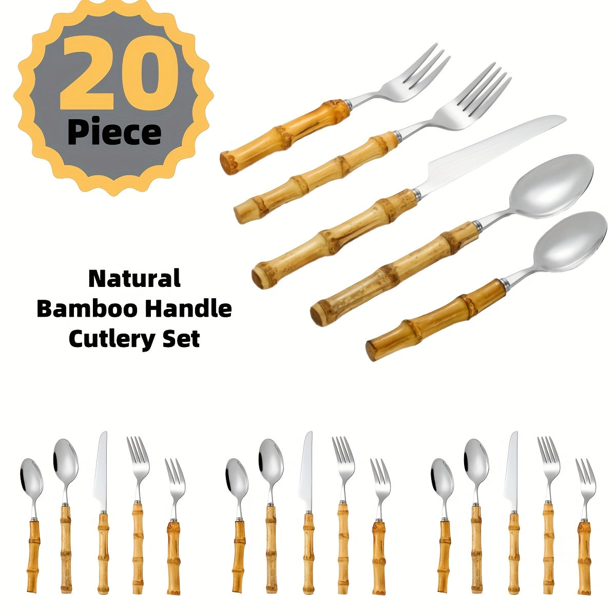 20pcs OUTRIDAR Stainless Steel Tableware Set, Mirror Polished Dinnerware Set, Perfect for Outdoor, Daily Use and Parties, Family Dining and Restaurants, Dishwasher Safe - Suitable for 4 People - Can Be Put in Dishwasher Safe - Ideal Gift - OUTRIDAR Bran