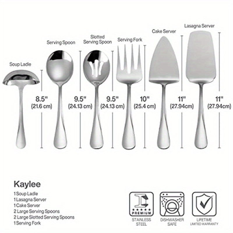 8pcs Stainless Steel Serving Set, Includes 2 Serving Pieces, 2 Dessert Pieces, 2 Forks, 2 Knives, 2 Spoons, and 2 Chopsticks, Perfect for Picnics, BBQs, and Outdoor Gatherings, Picnic Essentials | Modern Serving Set | Durable Cutlery