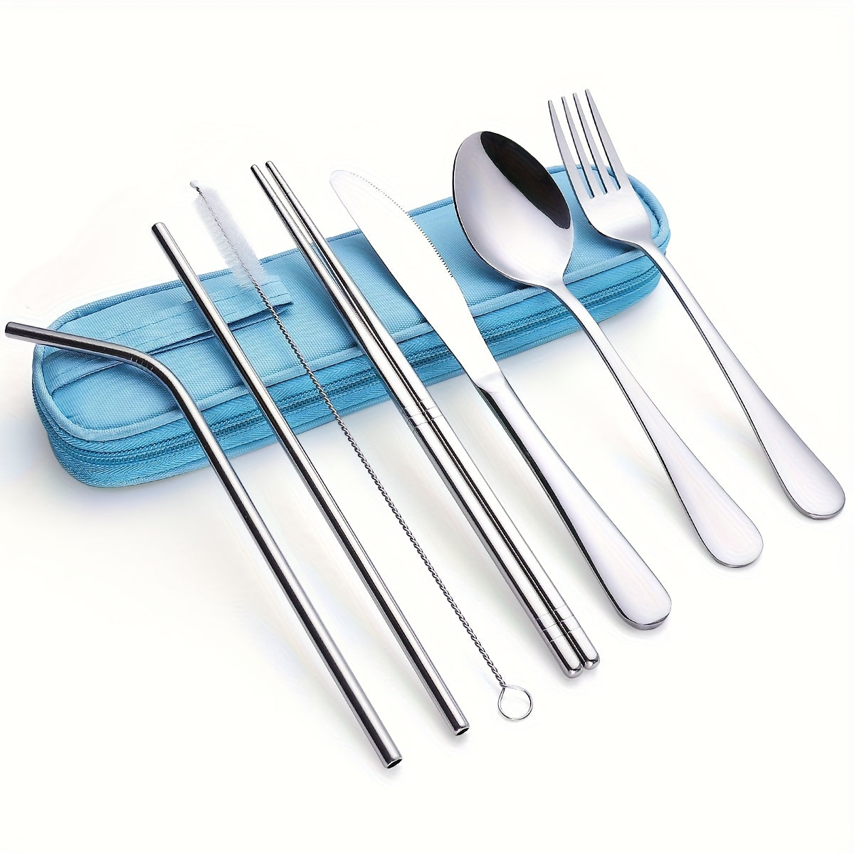 Travel Utensils,Reusable Silverware Set To Go Portable Cutlery Set with a Waterproof Carrying Case for Lunch Boxes Camping School Picnic