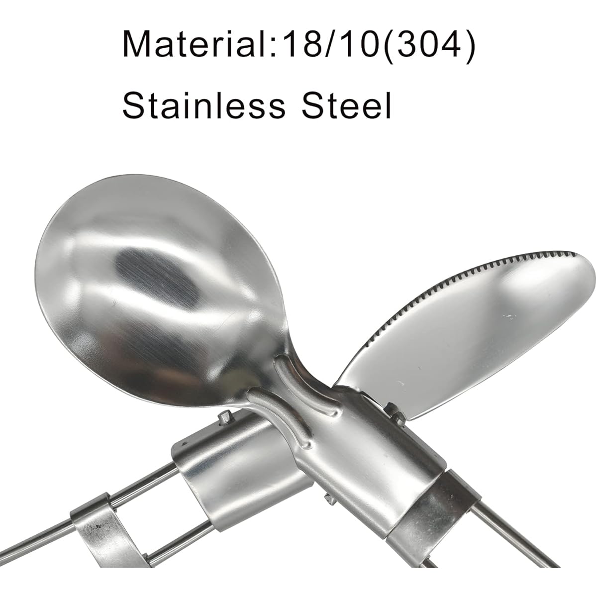 4pcs Compact Folding Camping Utensil Set - Heavy-Duty 304 Stainless Steel (18/10) Flatware with Spoon, Fork, Knife - Portable Travel Cutlery for Backpacking, Hiking, Picnics - Dishwasher Safe & Space-Saving Design for Camping, Office, Home - Ideal for