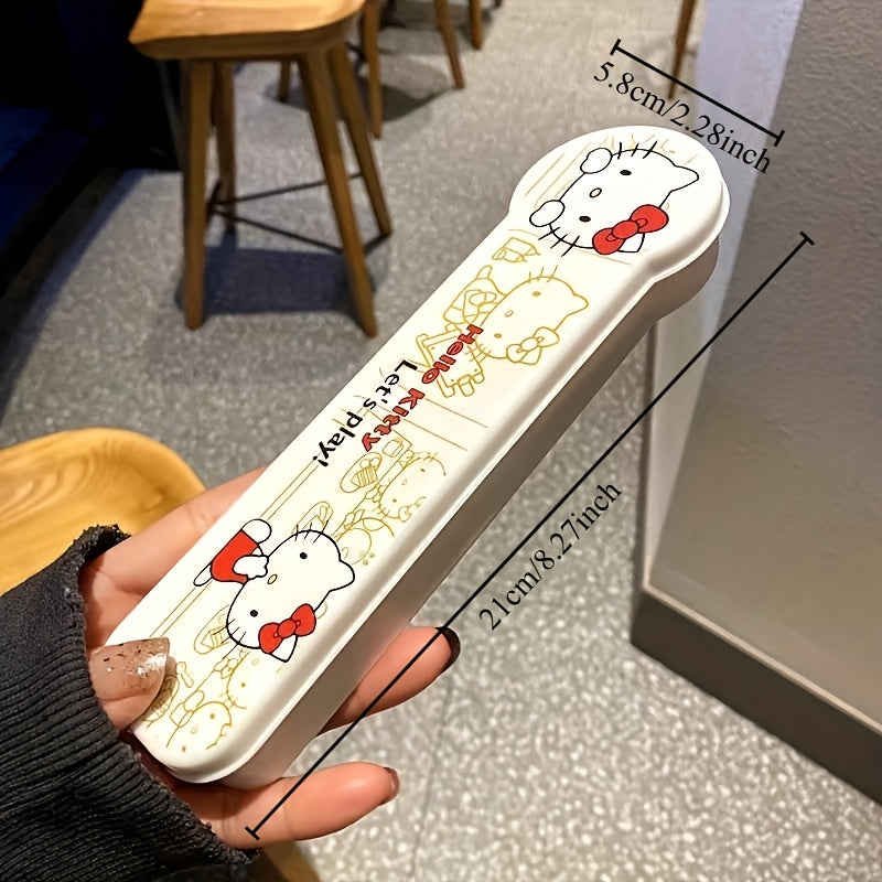 Set of 3pcs, 6pcs in 2 Sets. Adorable for hello kitty Stainless Steel Travel Cutlery Set - Sturdy, Food-Safe, Convenient to Carry, Compact Design, Ideal for Outdoor Activities, School, Office, And Everyday Use - High-Quality, Halloween Themed., Daily