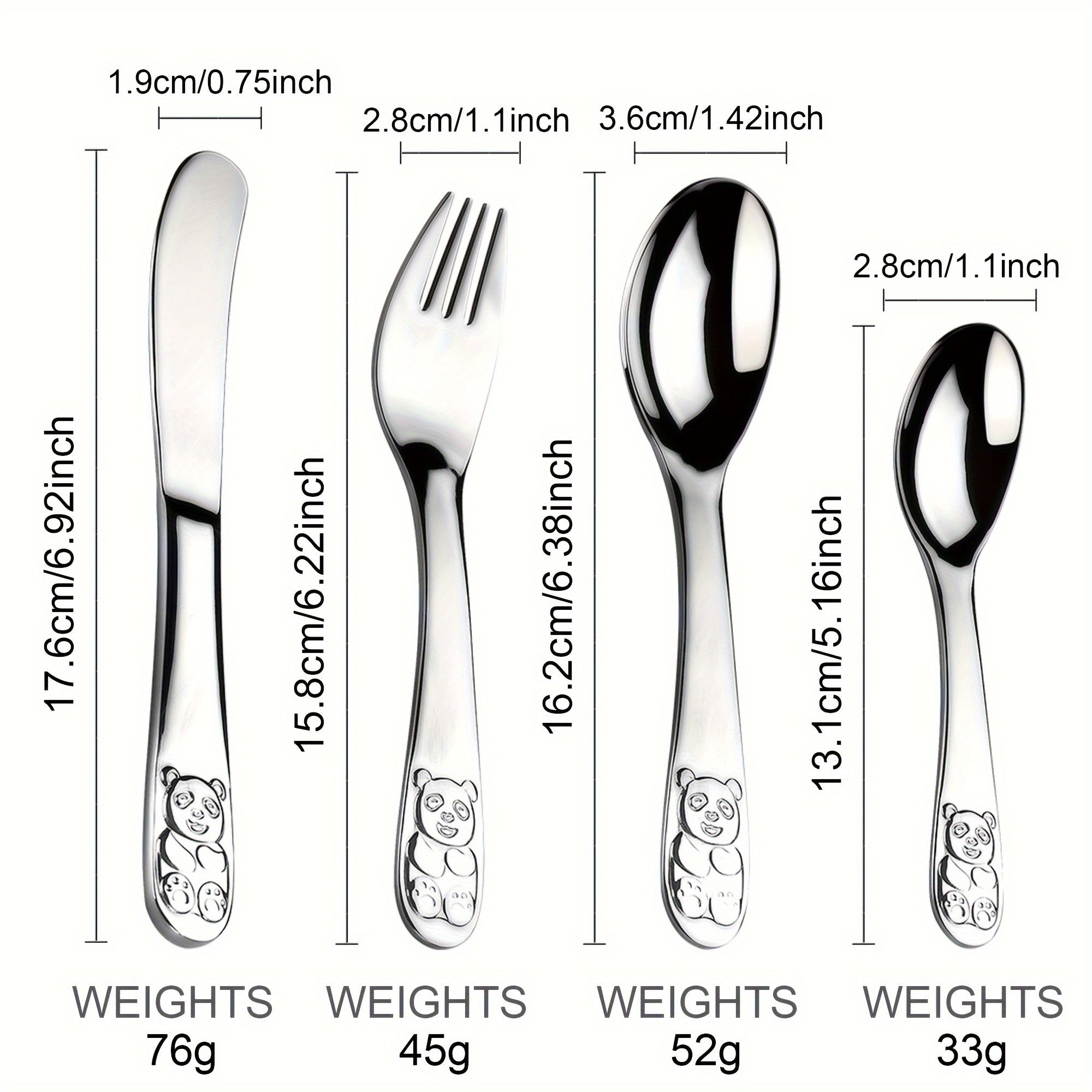 4pcs Custom Engraved Stainless Steel Cutlery Set, Cute Bear Design, Durable Tableware with Gift Box, Ideal for Family Gatherings & Everyday Use