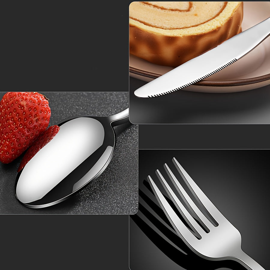5pcs Portable Stainless Steel Cutlery Set with Storage Box, Reusible Silverware Camping Utensils Includes Fork Spoon Knife Dishwasher Safe for Work School Picnic Travel Lunchbox Kit