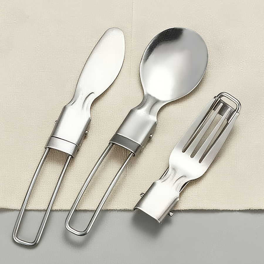 12pcs Portable Stainless Steel Folding Cutlery Set with Storage Case, Includes Spoon and Knife for Camping & Hiking – Reusible Silverware Lunch Box Kit, Camping Dinnerware Set, Camping Utensils, Outdoor Dining, Minimalist Tableware, Foldable Utensils,
