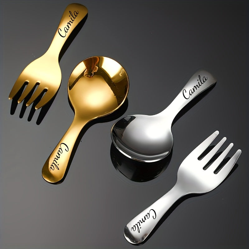 Personalized Stainless Steel Mini Fork and Portable Cutlery Set Dining Utensils with Name