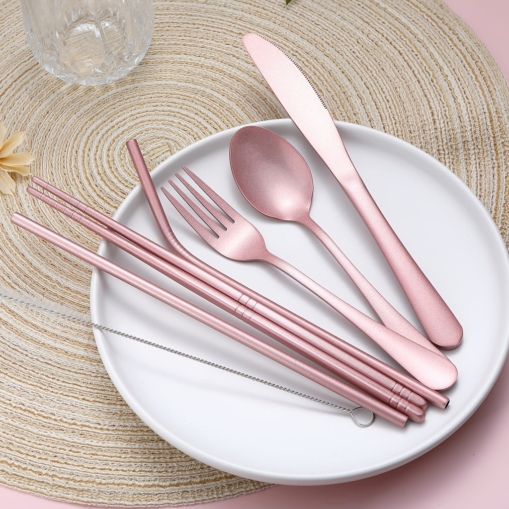 Travel Utensils,Reusable Silverware Set To Go Portable Cutlery Set with a Waterproof Carrying Case for Lunch Boxes Camping School Picnic