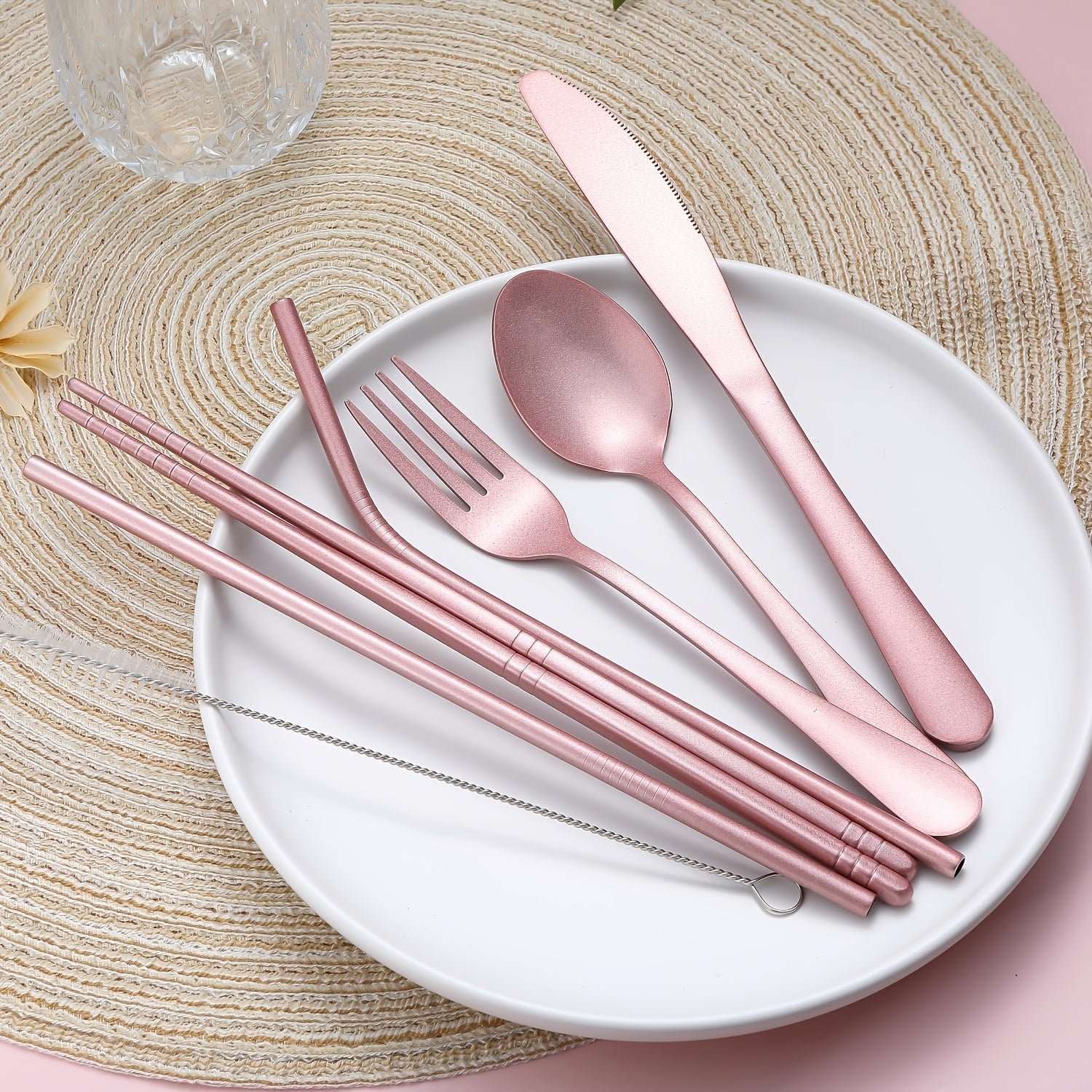 Travel Utensils,Reusable Silverware Set To Go Portable Cutlery Set with a Waterproof Carrying Case for Lunch Boxes Camping School Picnic