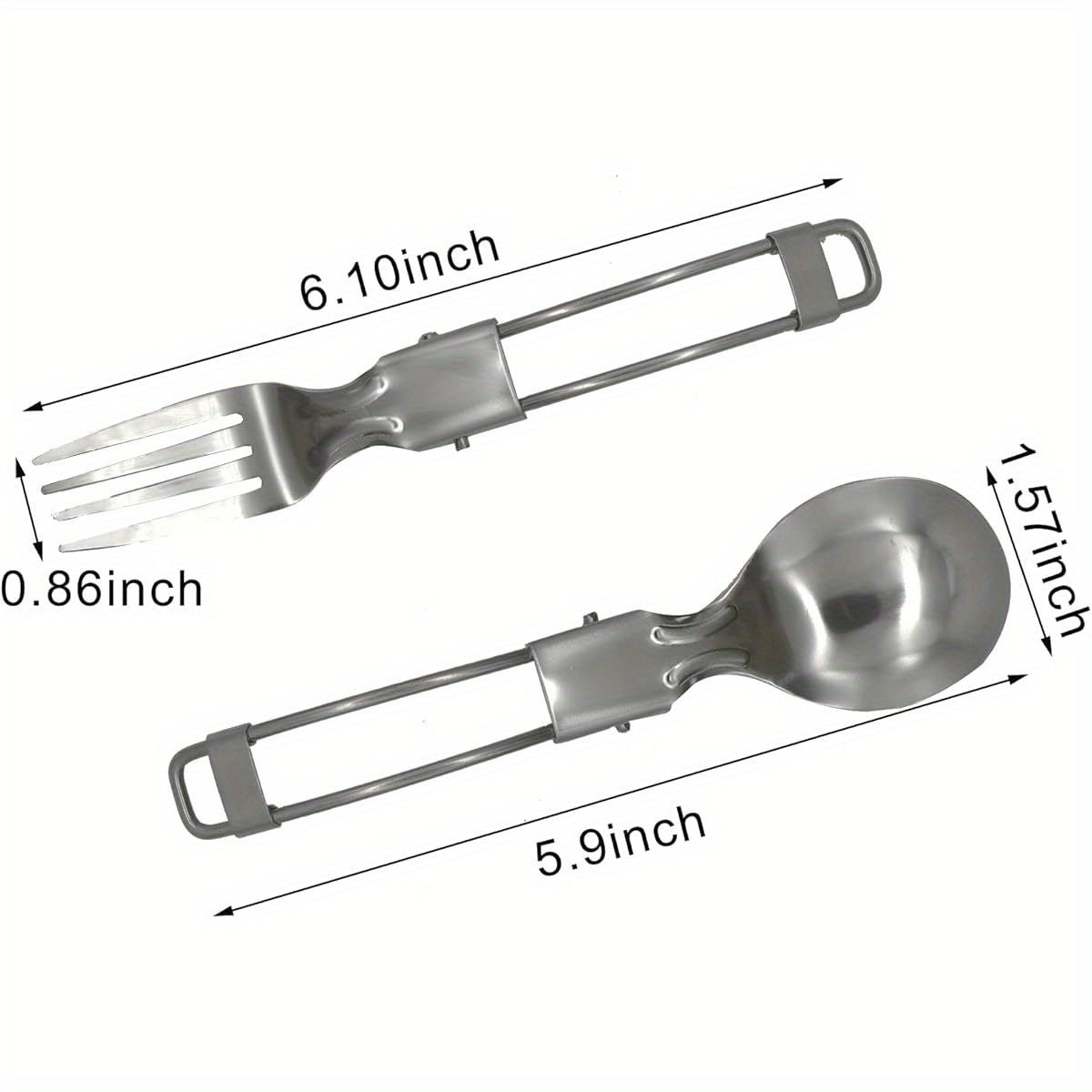 4pcs Compact Folding Camping Utensil Set - Heavy-Duty 304 Stainless Steel (18/10) Flatware with Spoon, Fork, Knife - Portable Travel Cutlery for Backpacking, Hiking, Picnics - Dishwasher Safe & Space-Saving Design for Camping, Office, Home - Ideal for