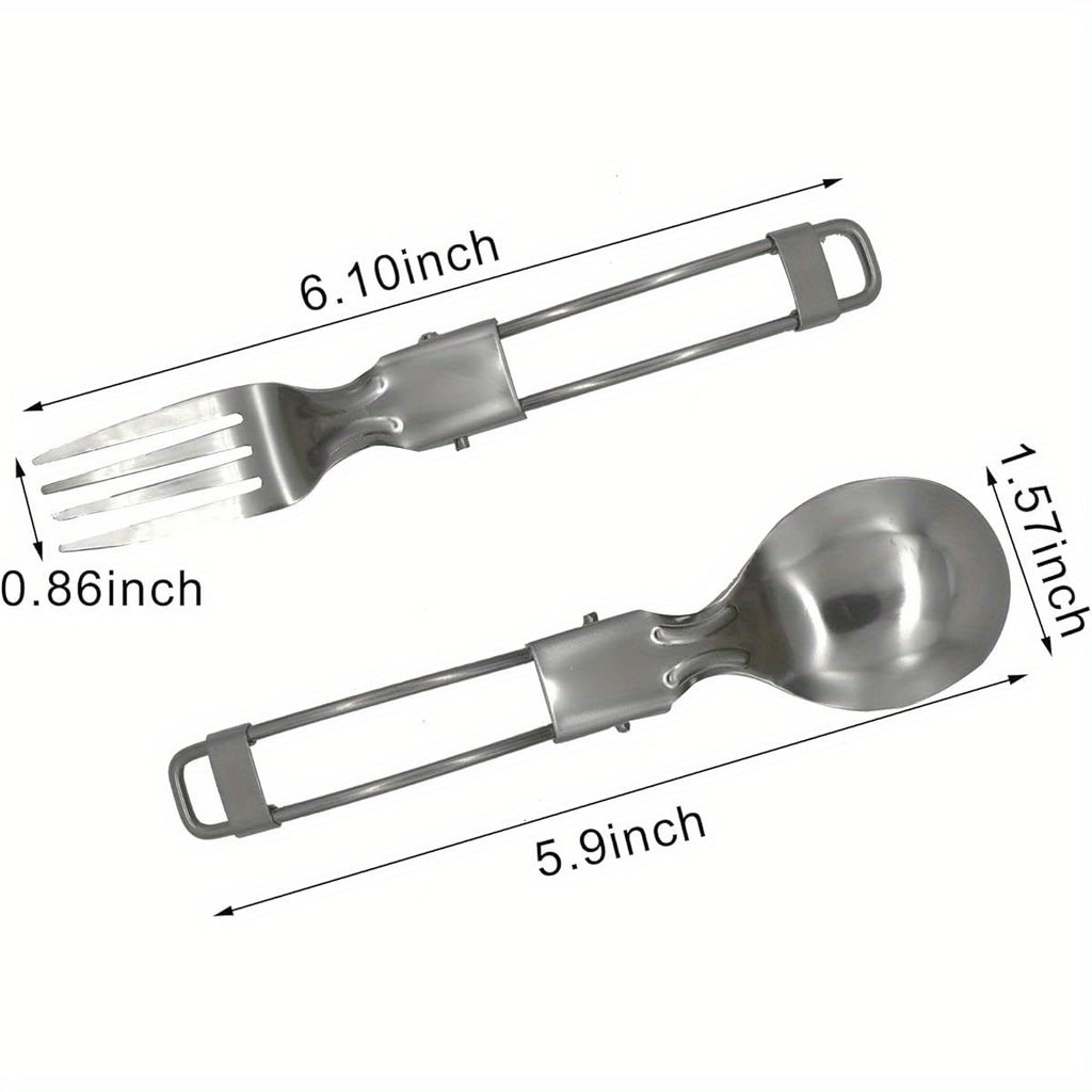 4pcs Compact Folding Camping Utensil Set - Heavy-Duty 304 Stainless Steel (18/10) Flatware with Spoon, Fork, Knife - Portable Travel Cutlery for Backpacking, Hiking, Picnics - Dishwasher Safe & Space-Saving Design for Camping, Office, Home - Ideal for