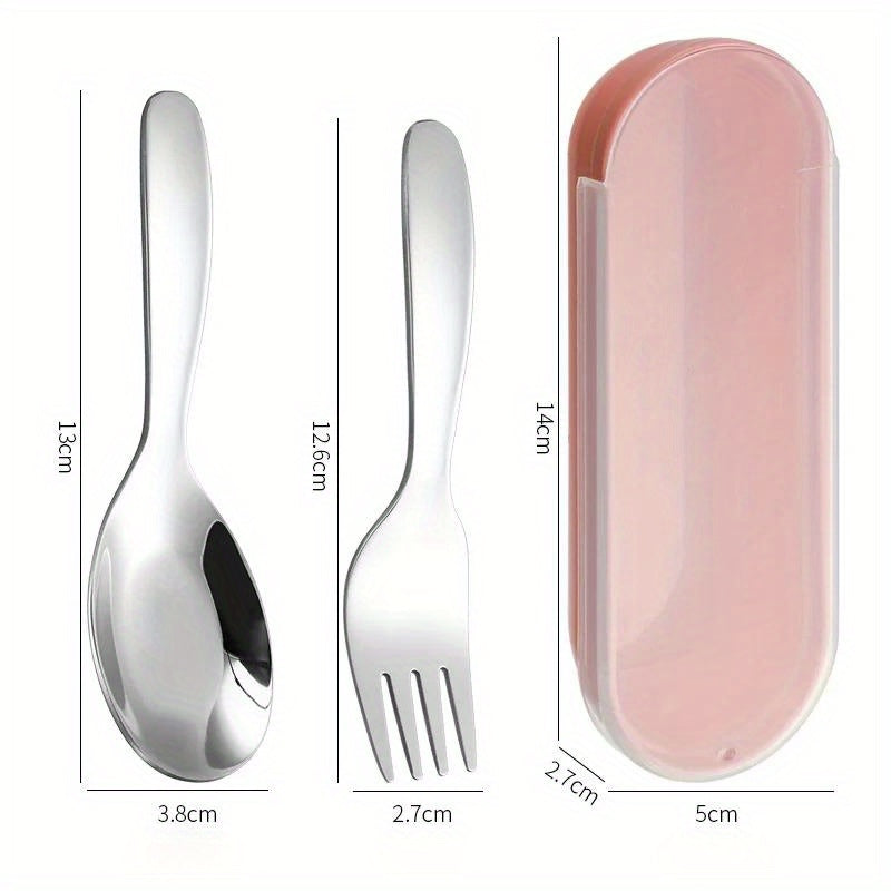 2pcs 1 Set Portable Spoon Fork Tableware Outdoor Camping Stainless Steel Cutlery Set for Hiking Outdoor Camp Cooking Supplies