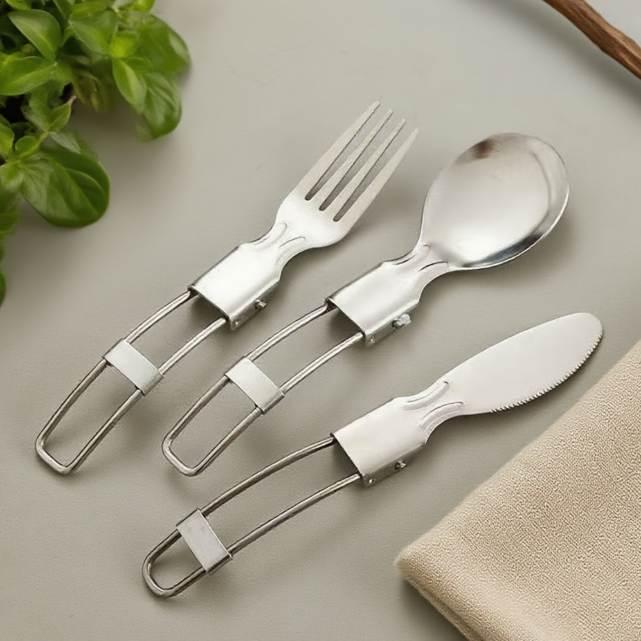 12pcs Portable Stainless Steel Folding Cutlery Set with Storage Case, Includes Spoon and Knife for Camping & Hiking – Reusible Silverware Lunch Box Kit, Camping Dinnerware Set, Camping Utensils, Outdoor Dining, Minimalist Tableware, Foldable Utensils,
