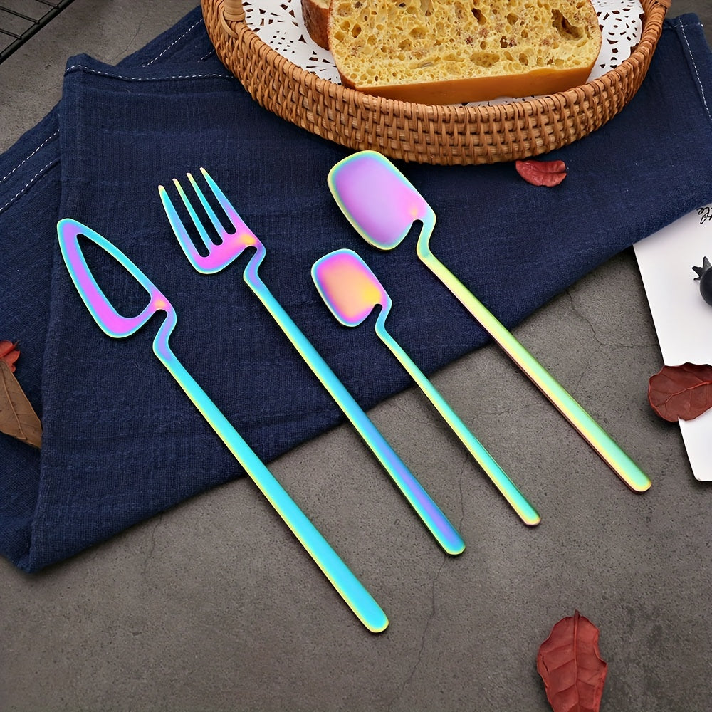 32pcs Stainless Steel Cutlery Set for 8 - Matte Finish, Includes Knife, Fork, Spoon & Teaspoon - Perfect for Dining & Kitchen Use, Kitchen Utensils, Creative Hanging, 304