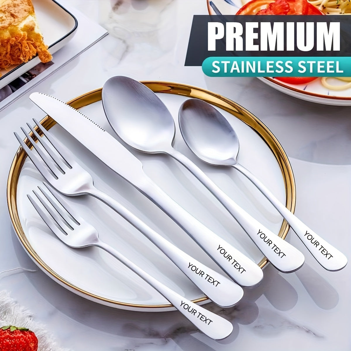 Customized 24/36 stainless steel knife, fork, spoon and modern cutlery set, spoon and fork set, suitable for restaurants, dishwasher washable