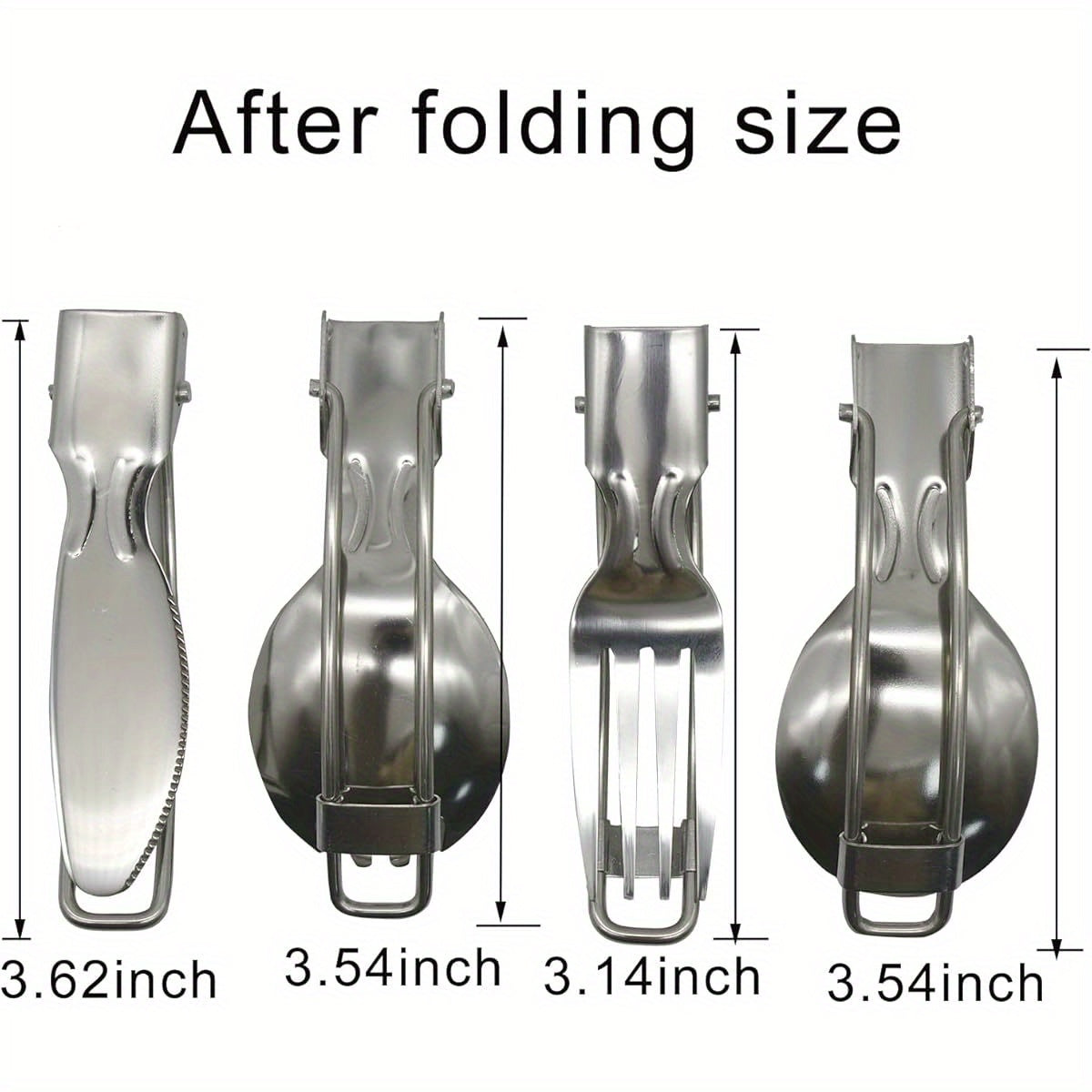 4pcs Compact Folding Camping Utensil Set - Heavy-Duty 304 Stainless Steel (18/10) Flatware with Spoon, Fork, Knife - Portable Travel Cutlery for Backpacking, Hiking, Picnics - Dishwasher Safe & Space-Saving Design for Camping, Office, Home - Ideal for