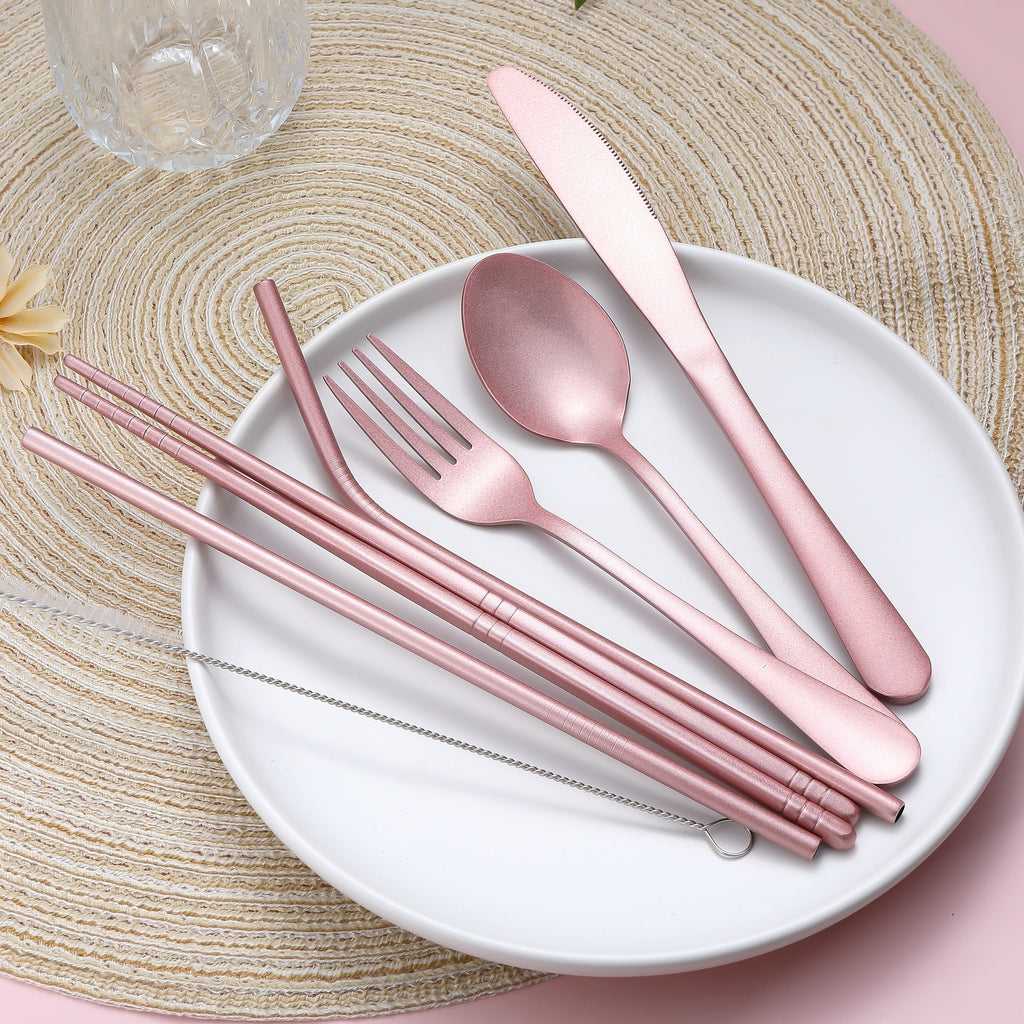 Travel Utensils,Reusable Silverware Set To Go Portable Cutlery Set with a Waterproof Carrying Case for Lunch Boxes Camping School Picnic