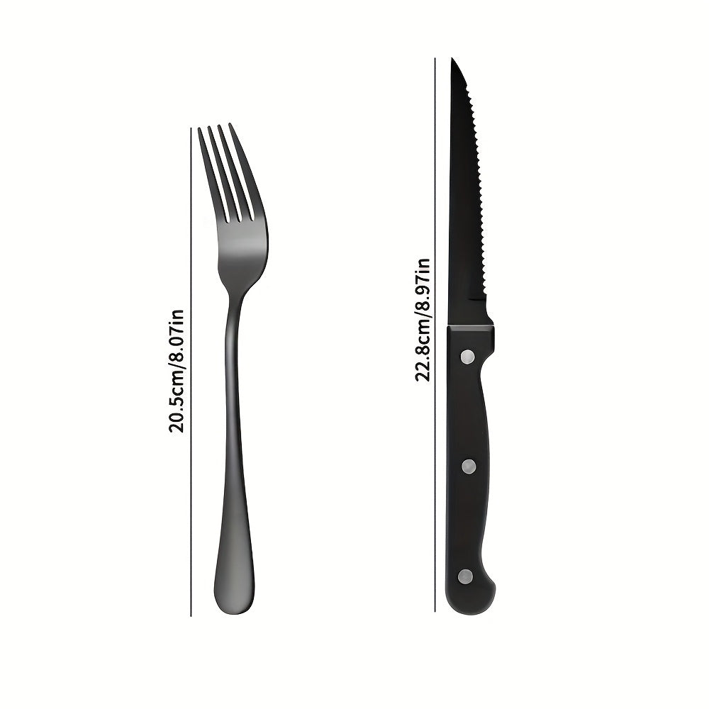 2/4/6/8/12pcs Stainless Steel Cutlery Set, Includes Forks and Steak Knives, Suitable for Halloween, Mardi Gras, Easter, Thanksgiving, Christmas, and Other Holiday Occasions - Dishwasher Safe