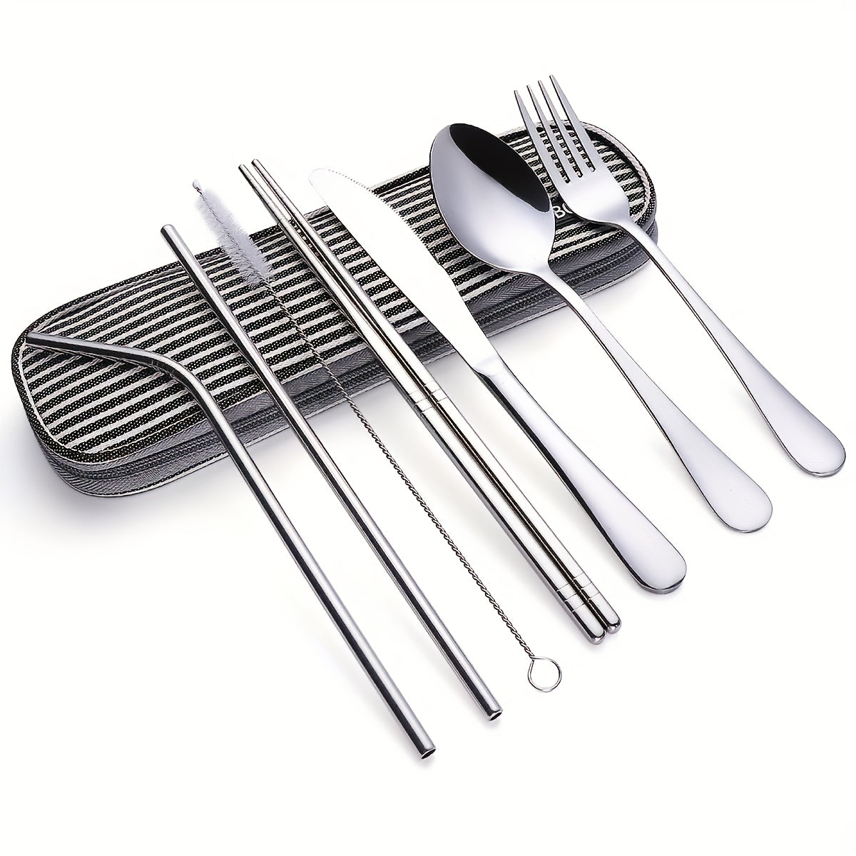 Travel Utensils,Reusable Silverware Set To Go Portable Cutlery Set with a Waterproof Carrying Case for Lunch Boxes Camping School Picnic