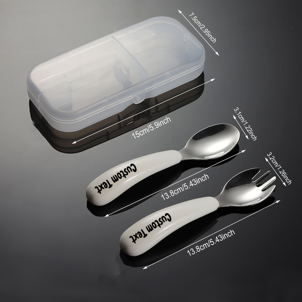 2pcs Customizable Stainless Steel Cutlery Set, Personalized Engraved Name, Food-Grade Silicone Handles, Perfect Birthday Gift for Family & Friends, Versatile for Home, Camping & Picnics