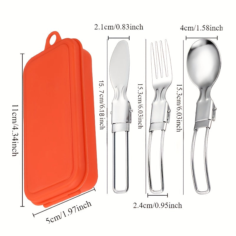 12pcs Portable Stainless Steel Folding Cutlery Set with Storage Case, Includes Spoon and Knife for Camping & Hiking – Reusible Silverware Lunch Box Kit, Camping Dinnerware Set, Camping Utensils, Outdoor Dining, Minimalist Tableware, Foldable Utensils,