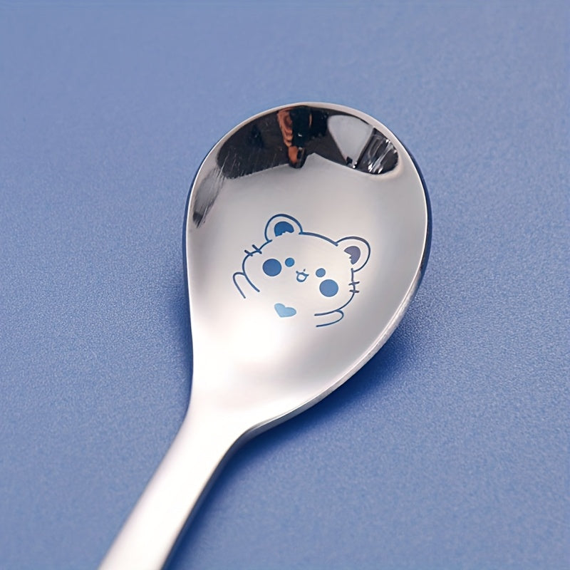 Personalized Customization, 2pcs+Box Portable Cutlery Set with Fork Spoon, Reusable Stainless Steel Fork Spoon Set, Cute Cartoon Cutlery with Cutlery Box, Suitable for Travel, Outdoor Camping, Gift Giving, Cats, Dogs, Pigs, Frogs, Deer