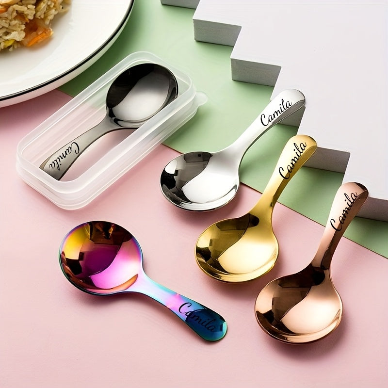 Personalized Stainless Steel Mini Fork and Portable Cutlery Set Dining Utensils with Name